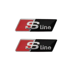 Premium 3D Aluminum SLINE RS Badge Steering Wheel Emblem Sticker (2pcs for SLINE BKRD)