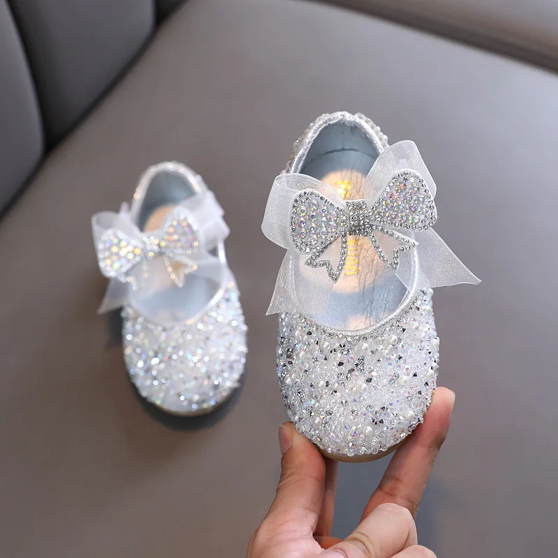 Rhinestone Sequins Girls Princess Shoes Children Party Dance Shoes Student Spring Autumn New Flats Kids Performance H125