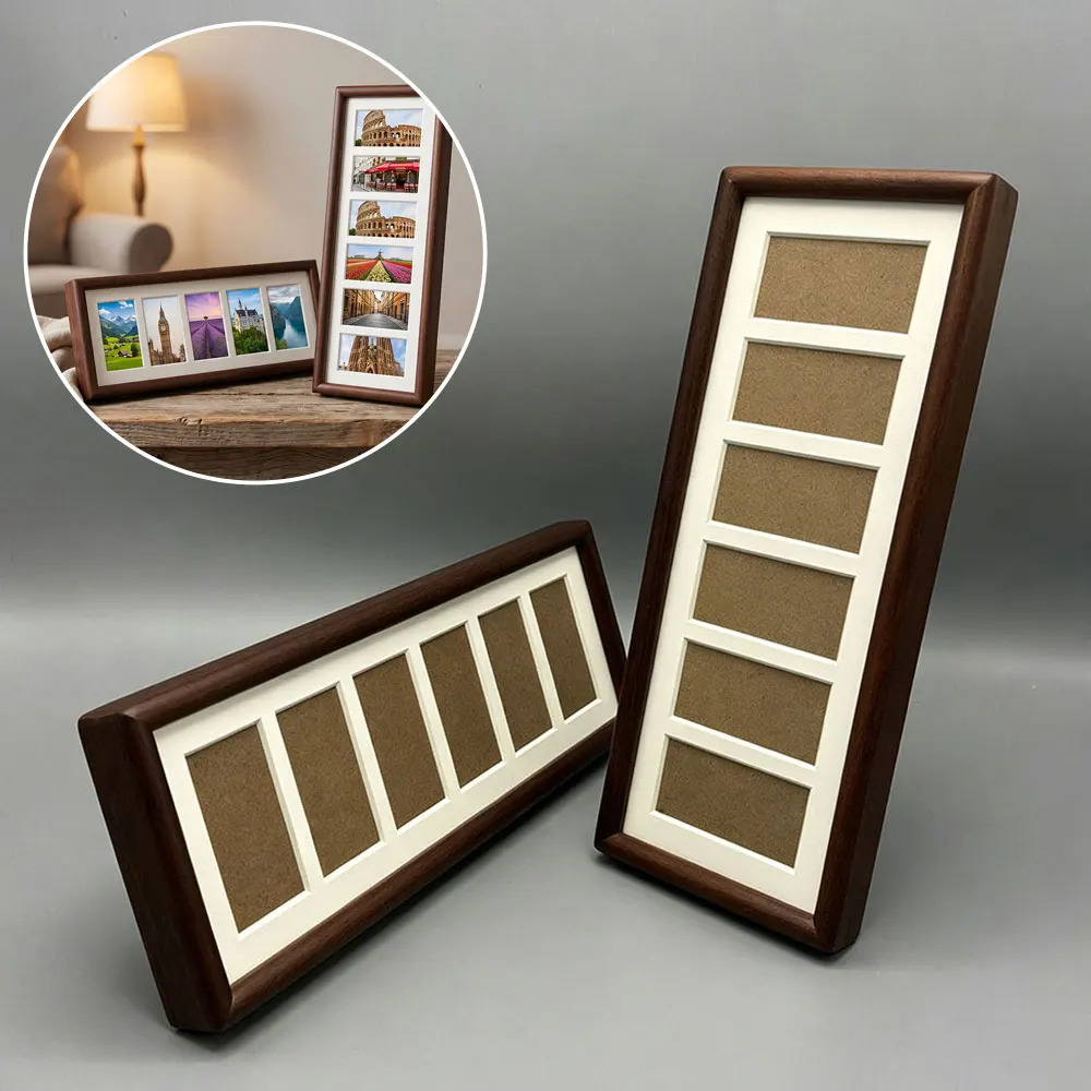 Cornice per foto rettangolare da tavolo, cornice per esposizione di foto multiple, cornice per 6 immagini, per decorazioni da parete, decorazioni creative per casa e ufficio