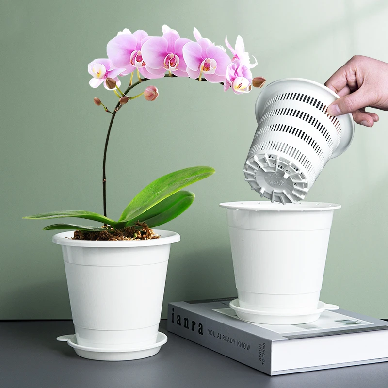 Meshpot 8cm 9cm 10cm Small Flower Pot with Air Holes Succulent Cactus Orchid Pots with Saucers Double Layer Home Planter