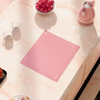 Amka Built-in Induction Cooker 220V 2200W Microcrystalline Tempered Panel Induction Cooktop Pink Touch Control Built-in Hob 1