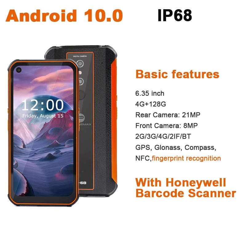 Android 10 IP68 Rugged PDA Tablet PC 6.35 Inch Military Waterproof DataTerminal NFC Dual SIM 4G Honeywell 2D QR Bar Code Scanner camera scanner Scanners