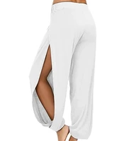 Women Fashion Yoga Pants High Waisted Slit Wide Leg Haren Pants Gym Leggings Casual Solid Hollow Workout Trousers Gym Home Wear - Image 4