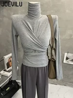 Turtleneck Base Shirt Women's Sexy Twisted Tops Korean Fashion Slim Long Sleeved T-shirt Autumn and Winter Warm Plush Pullover - Image 4