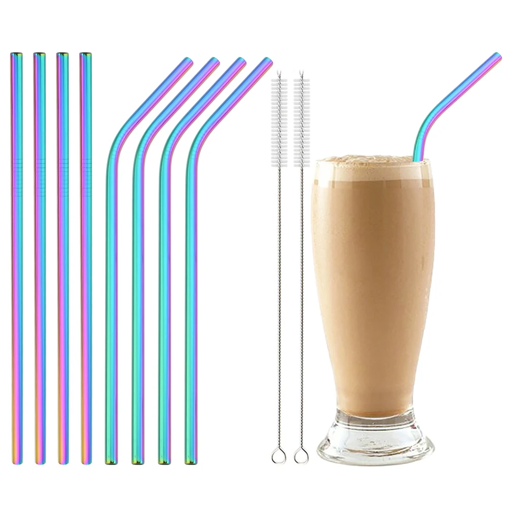 Metal Milk Juice Coffee Drinkware Bar Reusable Metal Straws Set Cleaner Brush Aliexpress
