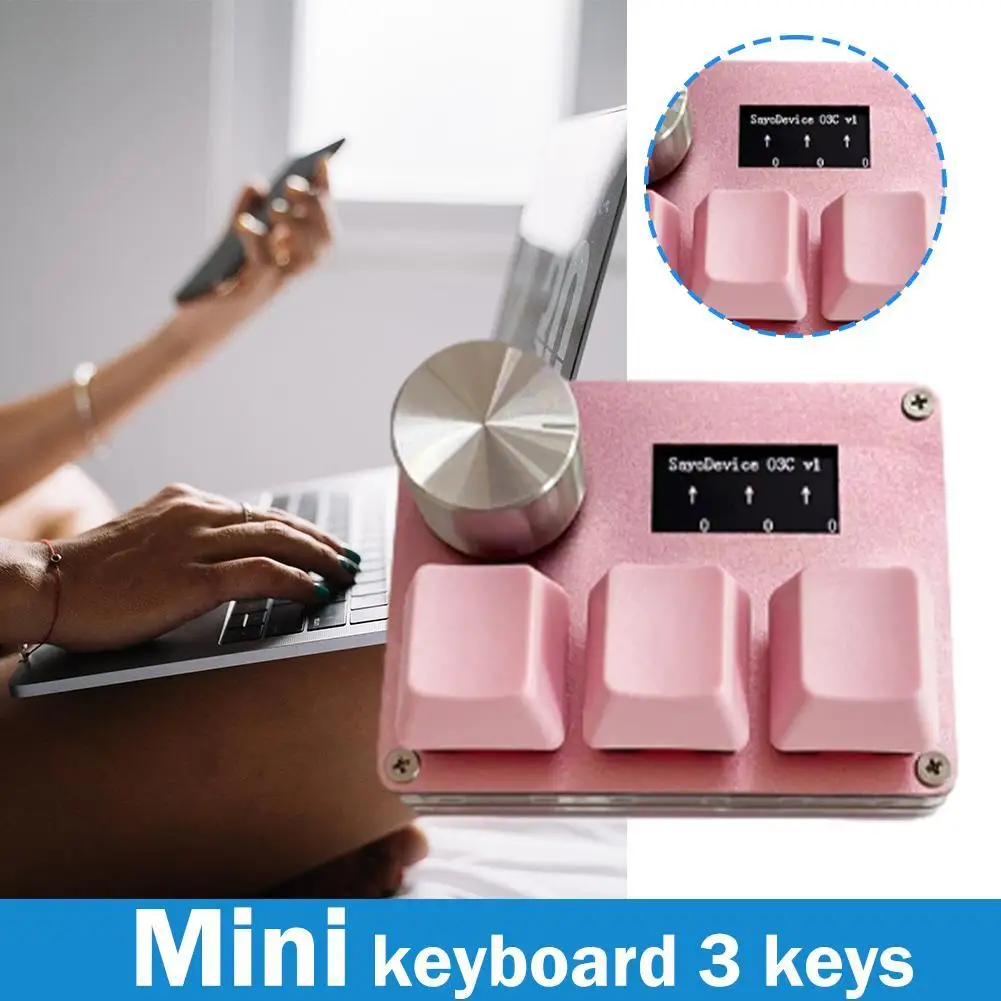 

Pink Switches Keyboard With Knob Screen Copy Paste Wireless Bluetooth Keyboard Macro Mechanical Keypads Knob Shotcut B2n9