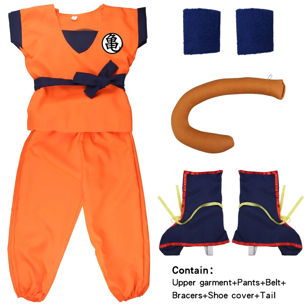 thumbnail image 1 of Disfraz de Son Goku de Anime, conjunto de peluca y zapatos, ropa de actuación para niños, accesorios para fiesta de carnaval, 1 of 5