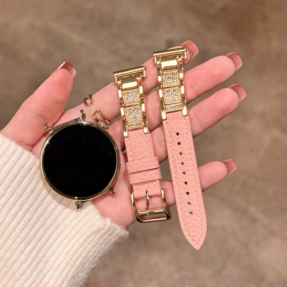 Elegant Diamond-Accented Women's Metal Watch Strap Bracelet