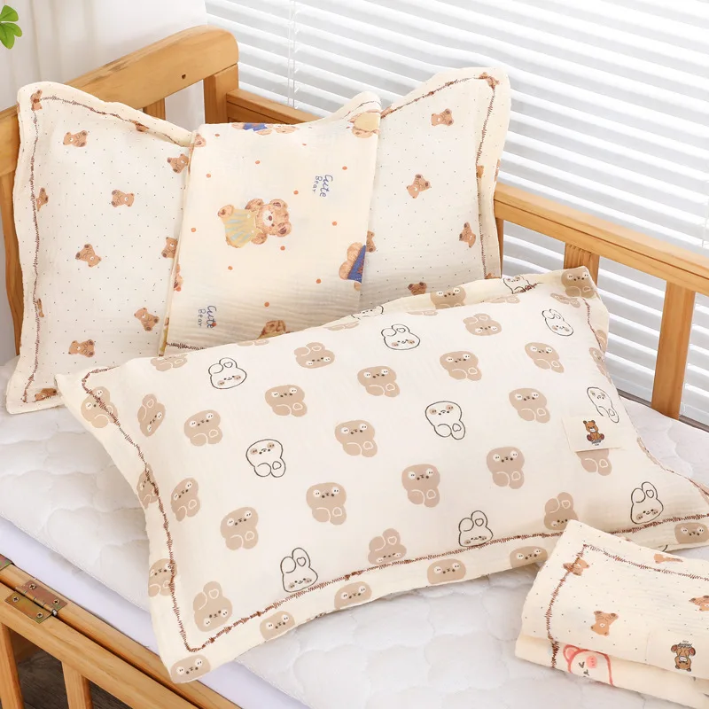Children's gauze pillowcase pillow towel single strip baby cotton soft absorbent Class A bedding