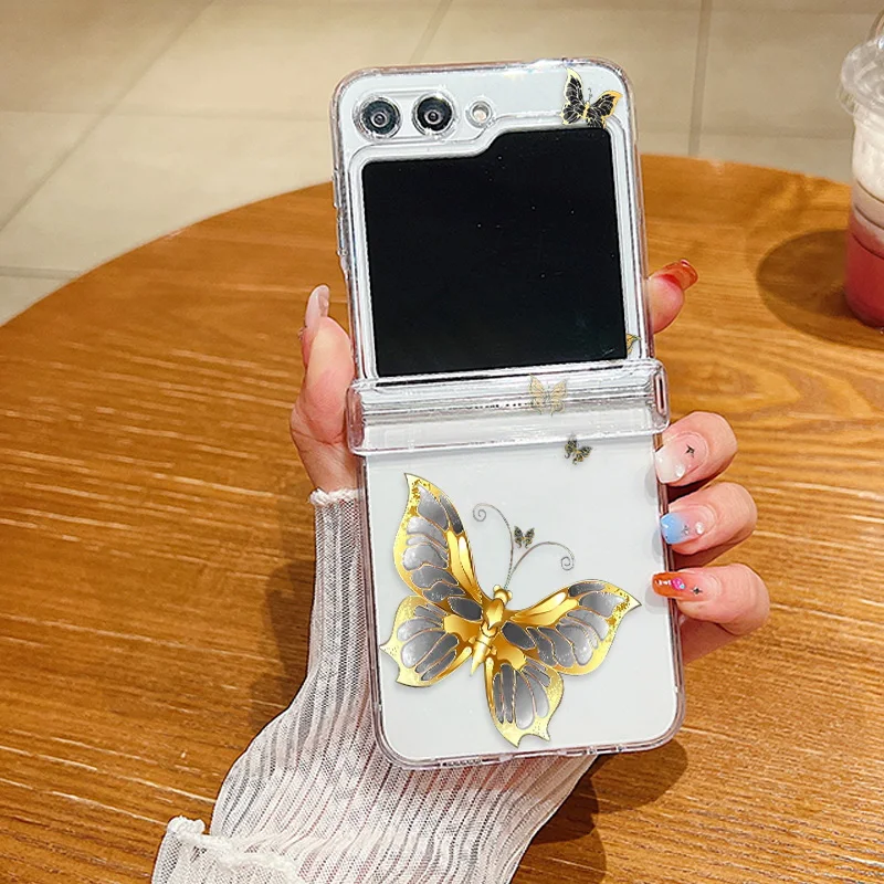 Butterfly Pattern Clear Folding Phone Case - Transparent Hard Cover