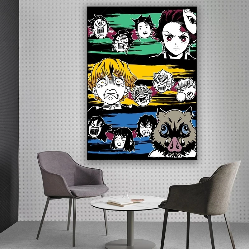 Tanjiro nezuko zenitsu inosuke demon slayer poster quadro de madeira lona  parede arte decoração cópias dormitório emoldurado decoração pintura -  AliExpress