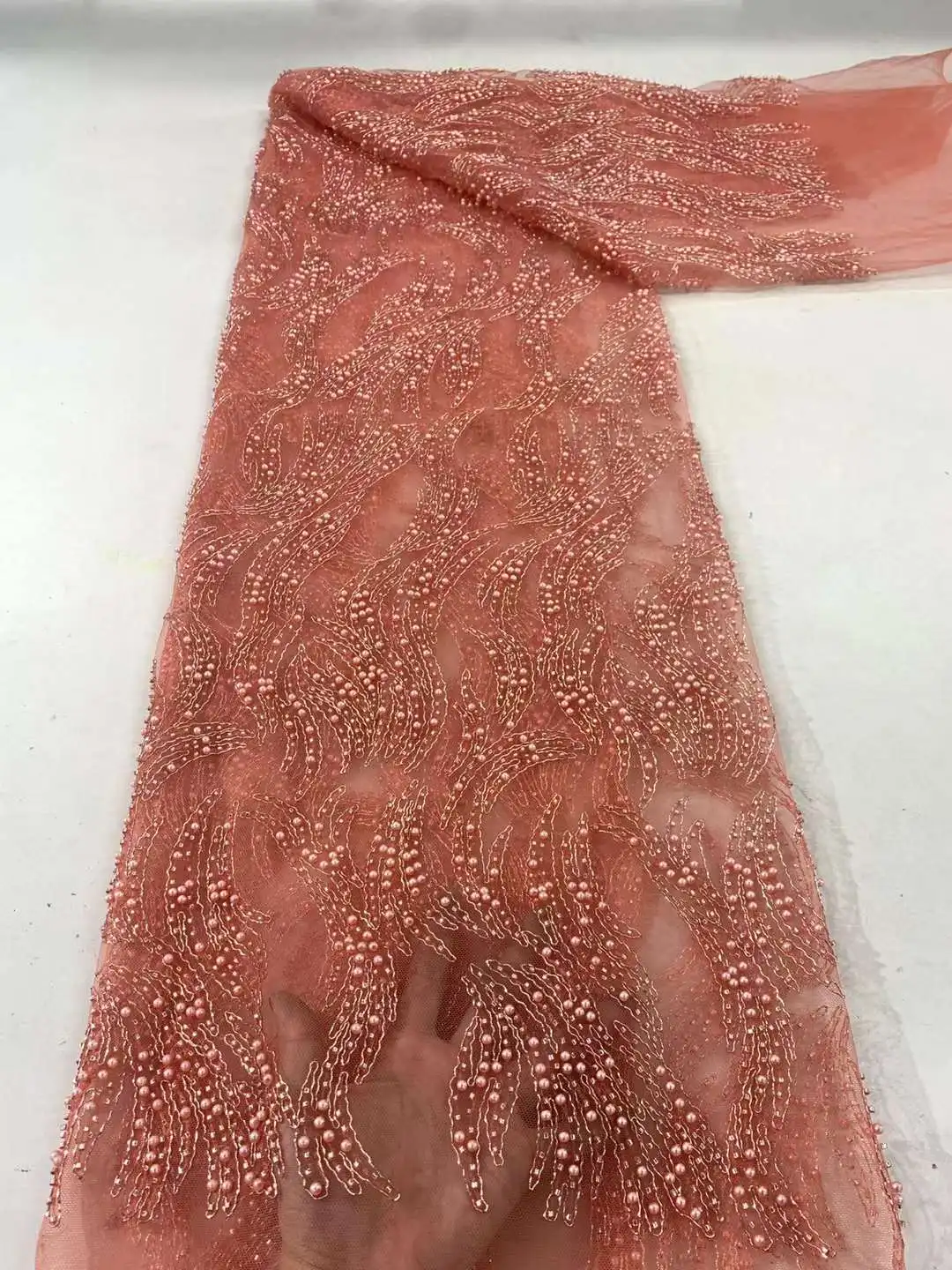 

Лидер продаж, тяжелый материал, французская нигерийская блестящая кружевная ткань с бусинами, 24JRB-62005, вышитая женская одежда