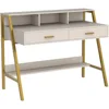 Modern Computer Desk Home Office Desk with Monitor Stand and Built-in Hutch Writing Desk Workstation Table with Bookshelf 5