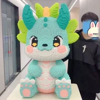 New 2024 Dragon Building Blocks Kawaii Flong Baby Small Particle Puzzle Ornaments Children Boys And Girls New Year Birthday Gift 1
