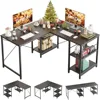 L Shaped Desk with Shelves 86 Inch Reversible for Home Office Gaming Writing Workstation with 3 Cable Holes.Corner Computer Desk 4