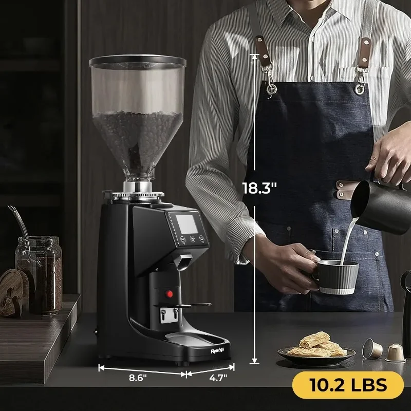 Electric Coffee Grinder Flat Burr Grinder Coffee 19 Settings & Digital Timer Display Commercial Espresso Grinders