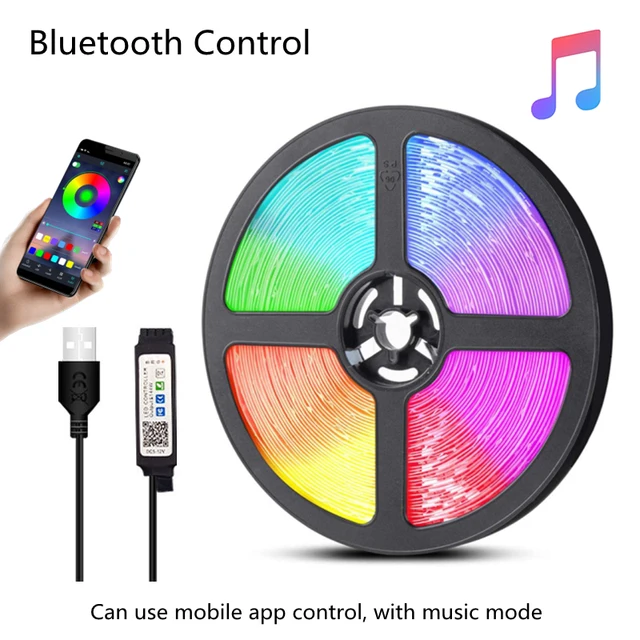 LED Strip Light Fita RGB 5050 Luces String Flexible Lamp Tape DC5V Bluetooth Infrared Control TV Backlight Home Party Decoration 5050 Bluetooth