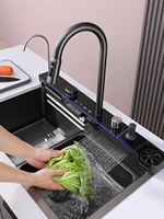 Integrated Waterfall Kitchen Sink Honeycomb Technology Large Digitial Display Stainless Steel Water Filter Cup Washer 1