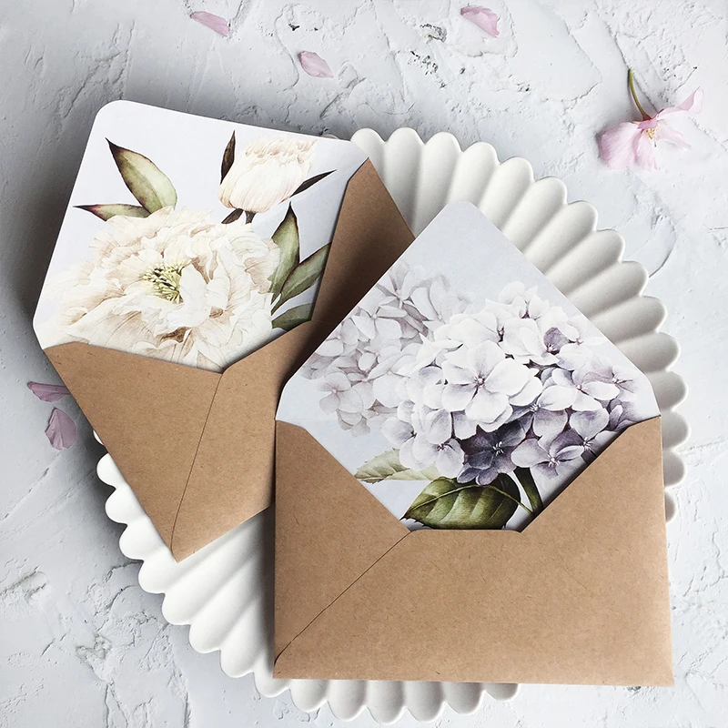Forro Impresso Padrão de Flor do Convite do Cartão de Casamento Envelope Envelope de Papel Kraft do Vintage Artigos de Papelaria Peças Lote - Imagem 4