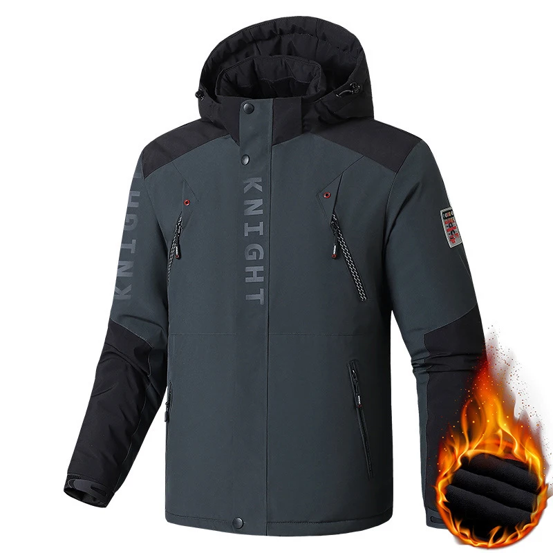 Outdoor Black Fashion Parkas Zip Up Jacket Winter Thick Velvet Oversize 7XL 8XL 9XL Coat for Men's Windproof Waterproof Clothes puffer jacket,parka coat,parkas coat