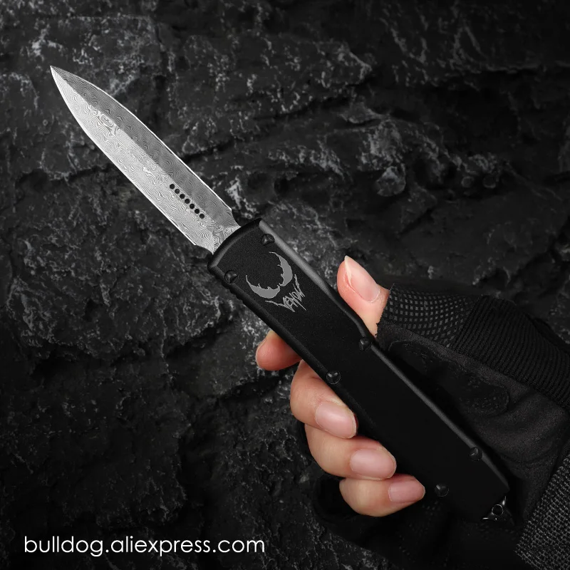 

VENOM Series OTF Tech Knife VG10 Damascus Blade CNC T6 Aluminum Handle EDC Self Defense Tactical Combat Pocketknife Pocket Knife