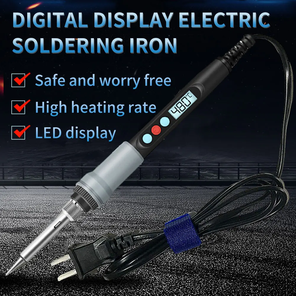 90W Soldering Iron Set Protable Digital Temp Adjustment Automatic Sleep Internal Thermal Ceramic Heating Electronic Welding Tool electric soldering iron fast thermal welding tools180w 220v eu uk plug handheld solder gun automatic industrial grade high power