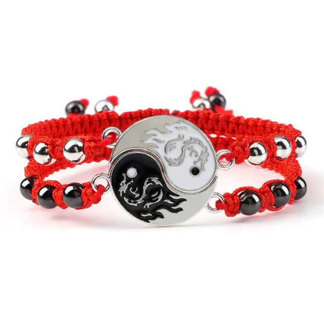 Bracelet tressé Dragon Tai Chi Gossip pour femmes et hommes, meilleurs amis, réglable, Yin Yang, bijoux de Couple à la mode, 2 pièces/ensemble