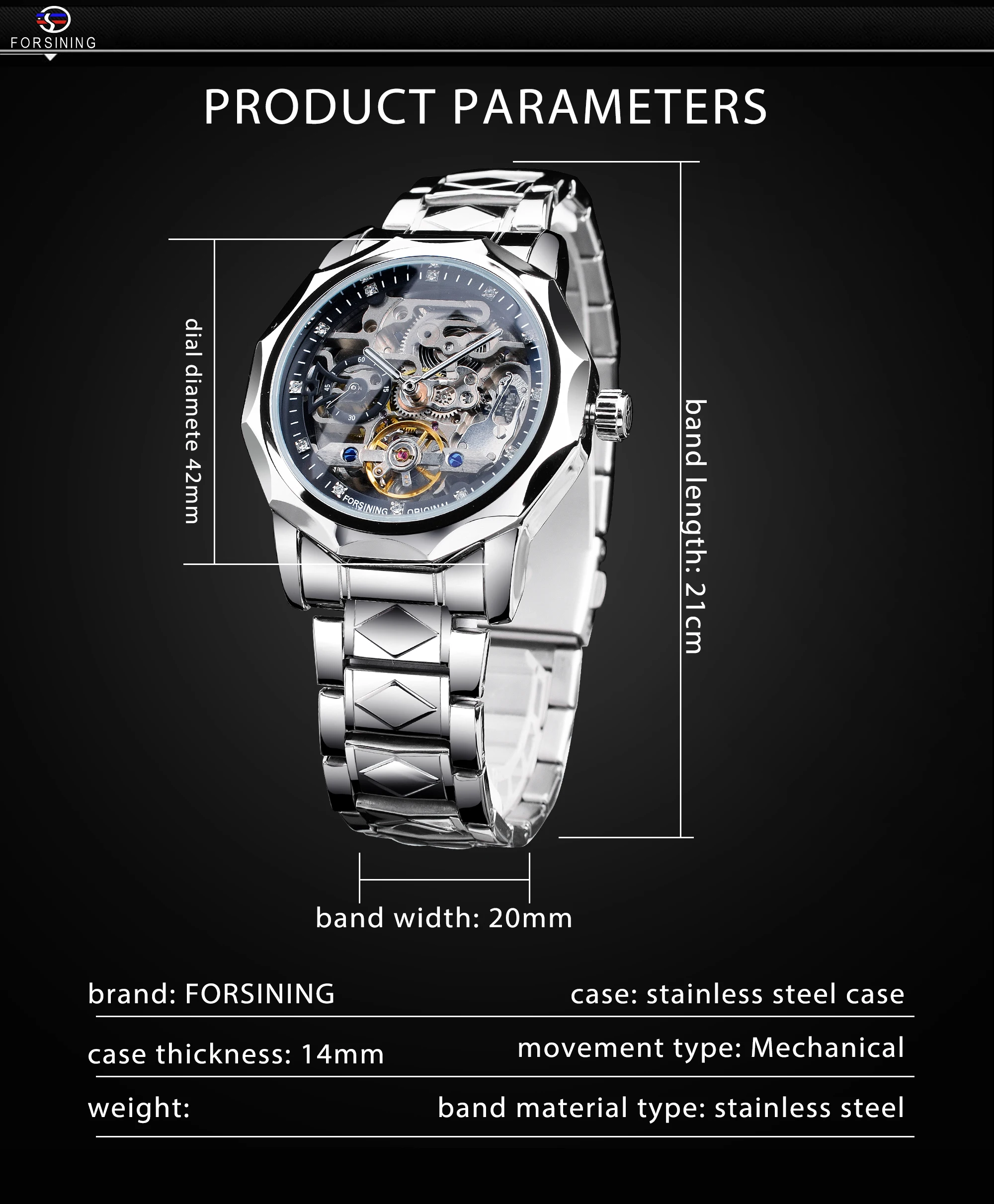 Forsining GMT1238 Automatic Watch description image 6