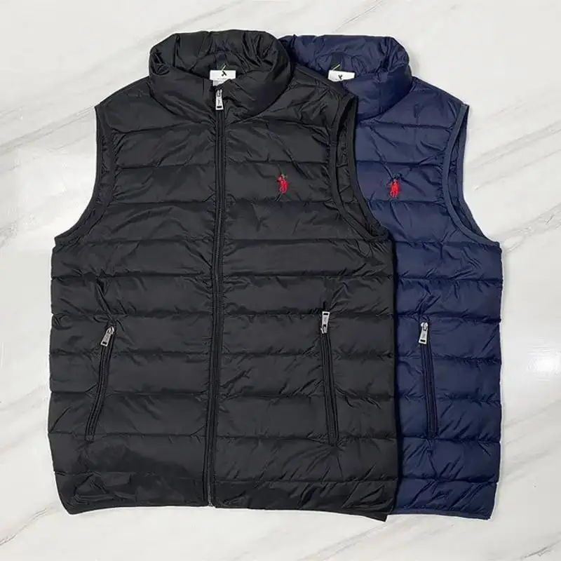 

Men White Duck Down Fashion Embroidery Vest Turtleneck Autumn Winter Warm Golf Male Sleeveless Casual Sweat Vestido Clothing New