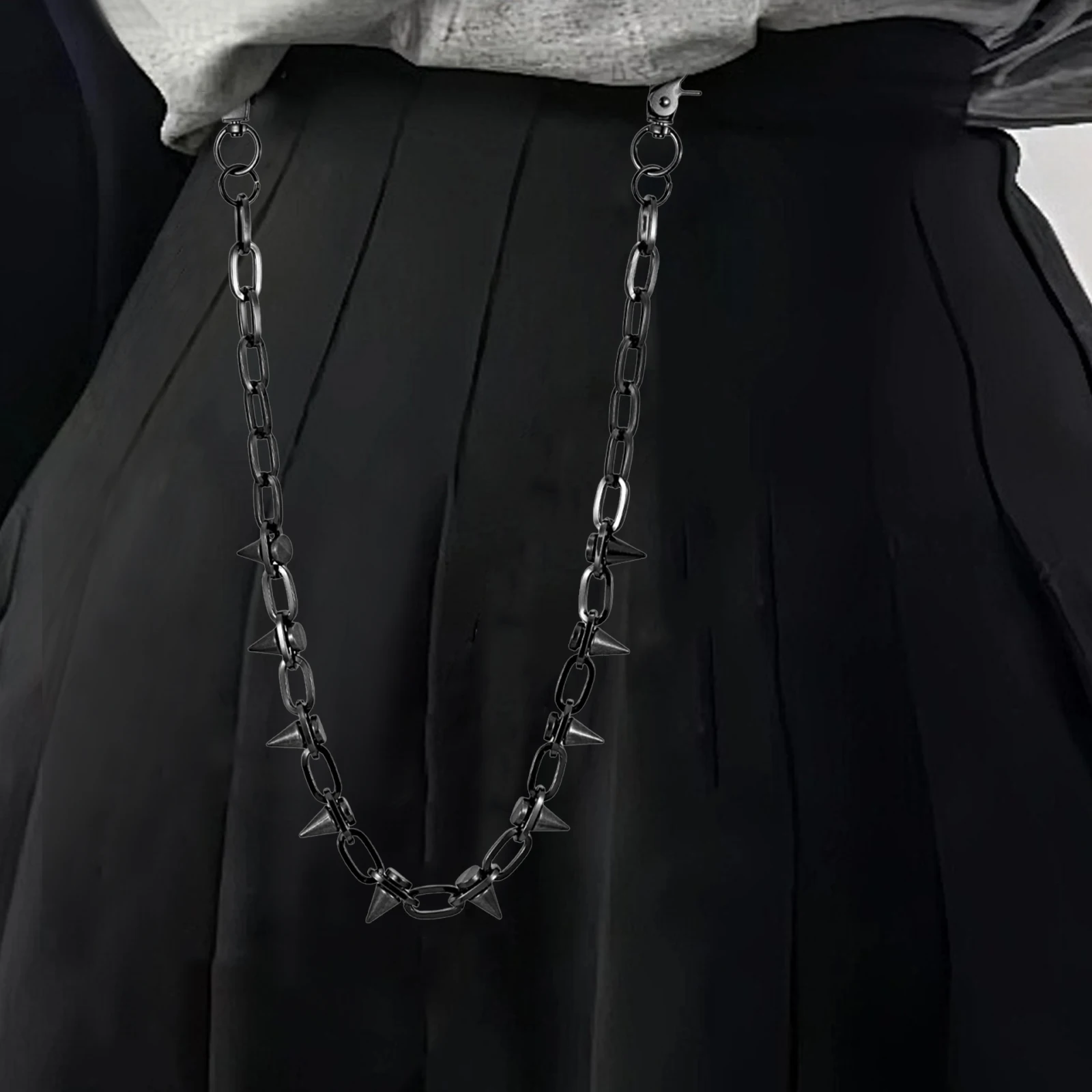 2개입 펑크 힙합 청바지 키체인, 청바지용, 어반 펑크 청바지 키체인, 스트리트웨어, 고스 리벳 바이커 액세서리, 남녀 공용