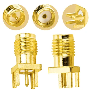 5PCS SMA หญิง JACK สําหรับ 1.6mm NUT EDGE คลิปขอบบัดกรี PCB ตรง Mount Gold Plated RF Connector RECEPTACLE SOLDER 1