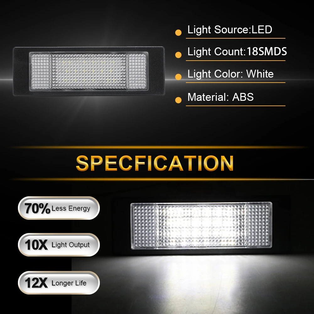 Recambo – Kit 2 Moduli LED Per Targa Per Mini F54, R55, R60, R61 – Luce Bianca Fredda 6000K, Plug & Play