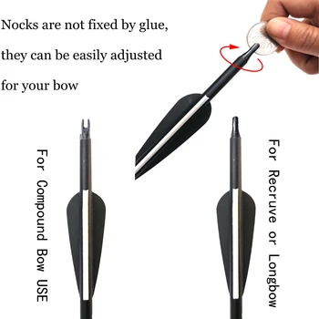 Archery 28/30/31 Inch Spine - 500 Carbon Arrows With Steel Point for Compound Recurve Bow Hunting Shooting 4