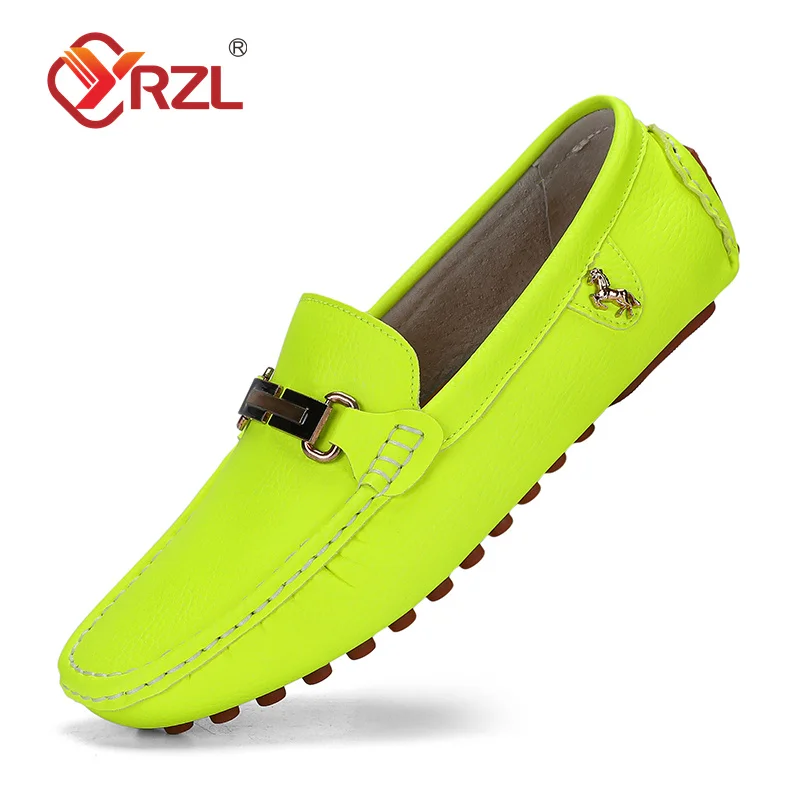 YRZL Loafers Men Handmade Leather Loafer Casual Driving Flats Slip-on Shoes Luxury Comfy Moccasins White Loafers Shoes for Men