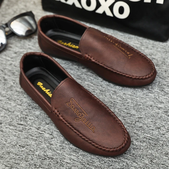 Men-Casual Loafers-Flat Shoes Slip-On Soft Leather Driving Shoes Moccasins