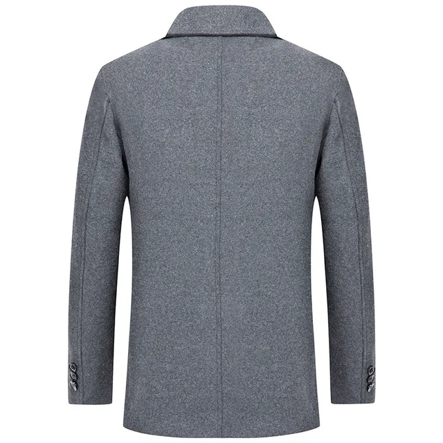 New Mens Fleece Warm Winter Coats Men Wool Blends Cashmere Trench Coats High Quality Solid Male Business Casual Wool Outewear 2