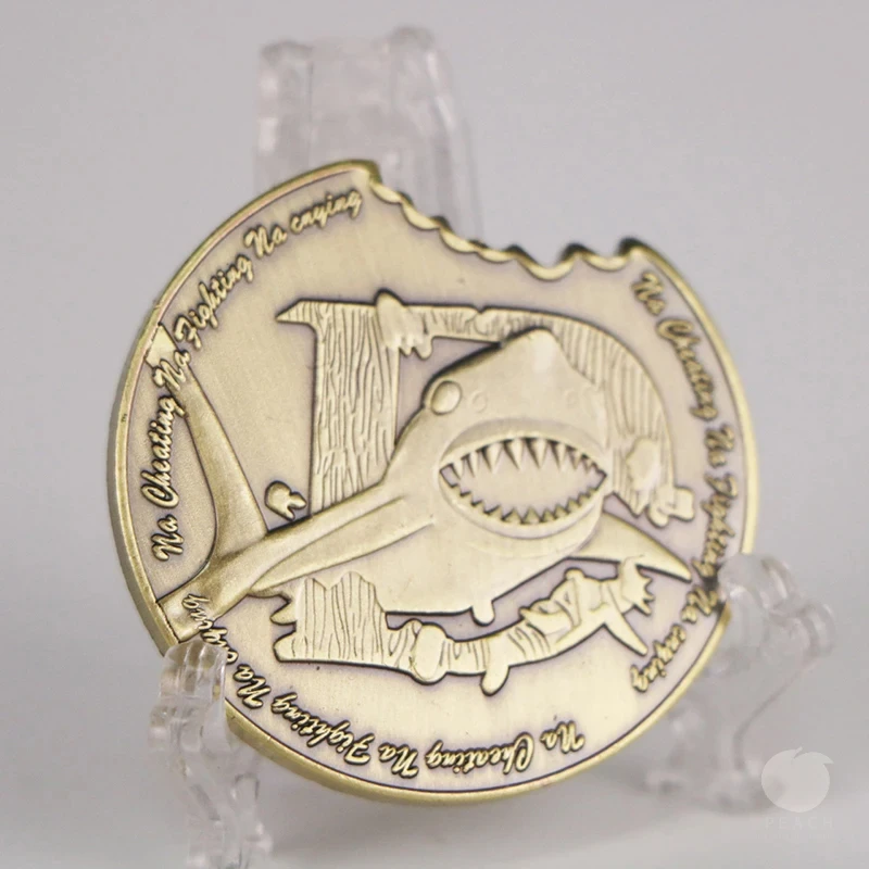 Shark Collectible Coins Bronze Painted Metal Commemorative Coins Animal Medallions