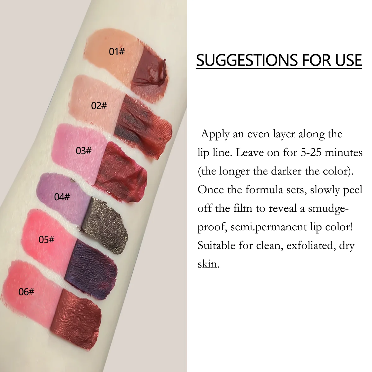 3PCS Lip Stain Liner, Long Lasting lip liner peel off stain,Natural Peel Off Lip Stain,Matte Tattoo Lip Liner Stain Peel Off 6