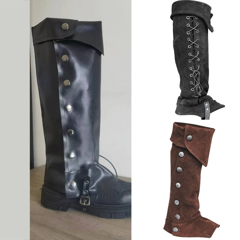 

Faux Suedes Boot Cover Spats Medieval Gaiters Knight Leg Guards Costume Accessories for Halloween