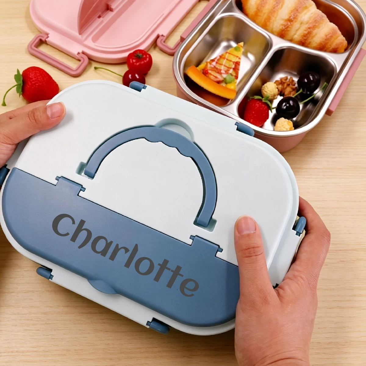 Custom Name Bento Lunch Box,Personalized 304 Material Stainless Steel Lunch Box,Birthday Gifts,Dinner Plate Compartment,Students - 5