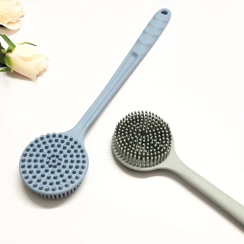 Spazzola per il corpo in morbido silicone con manico, per doccia e bagno, esfoliante e massaggiante, accessorio per la cura della pelle - immagine 4