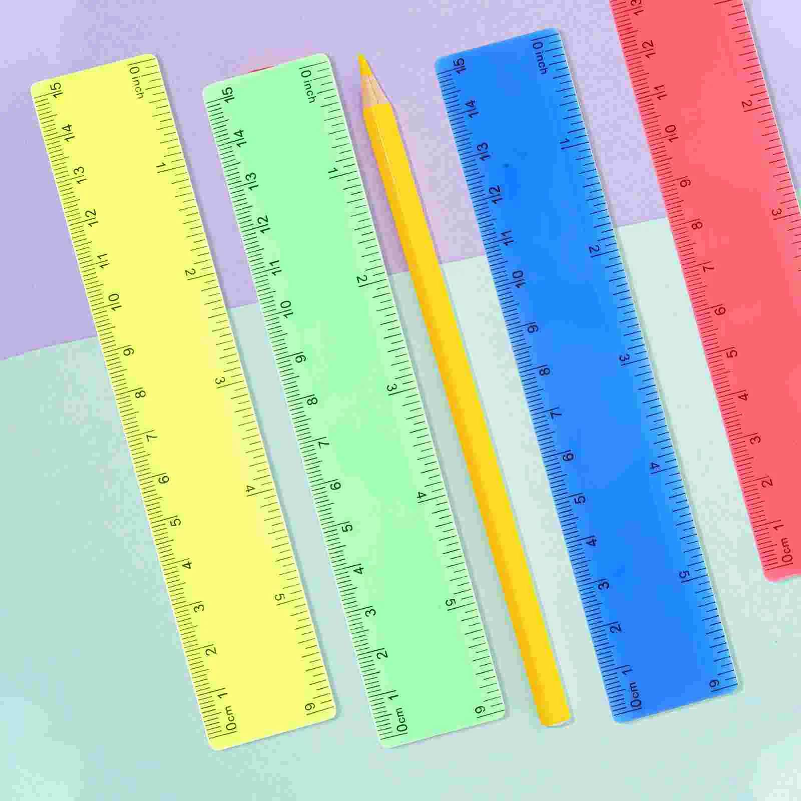 휴대용 플라스틱 눈금자 페인팅 액세서리, 15cm 컬러 눈금자 학생 아동 가정용, 20 개