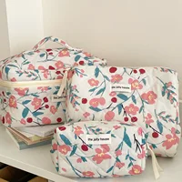 1pc/Set Pink Flower Print Makeup Bag Premium Travel Organizer Cosmetic Bag Makeup Bag Pouch Skincare Bag Toiletry Bag 2