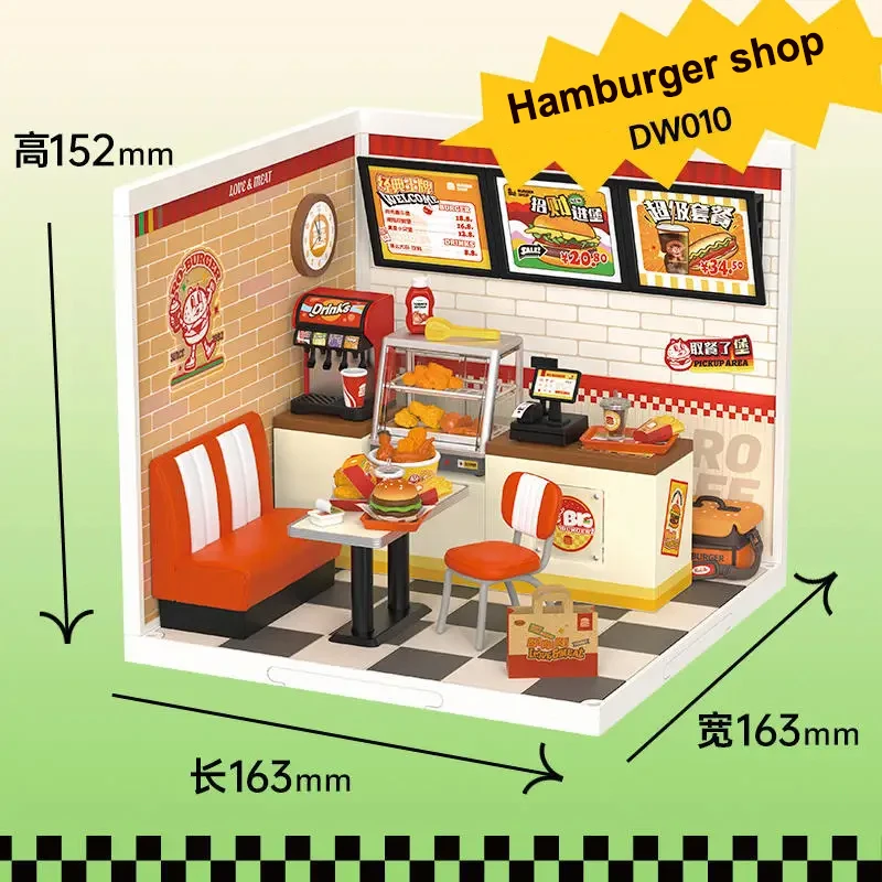 New DIY 3D Puzzle Miniature House Coffee Shop Bookstore Convenience Store Assembly Toy with Light Collection Decoration Gift 6