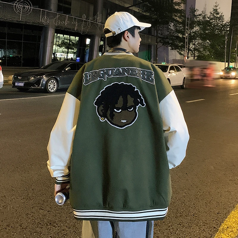 Men New 2023 Spring Jacket Fashion Casual Classic Stand-up Collar Everything Match Color Button Personalized Embroidered Coat