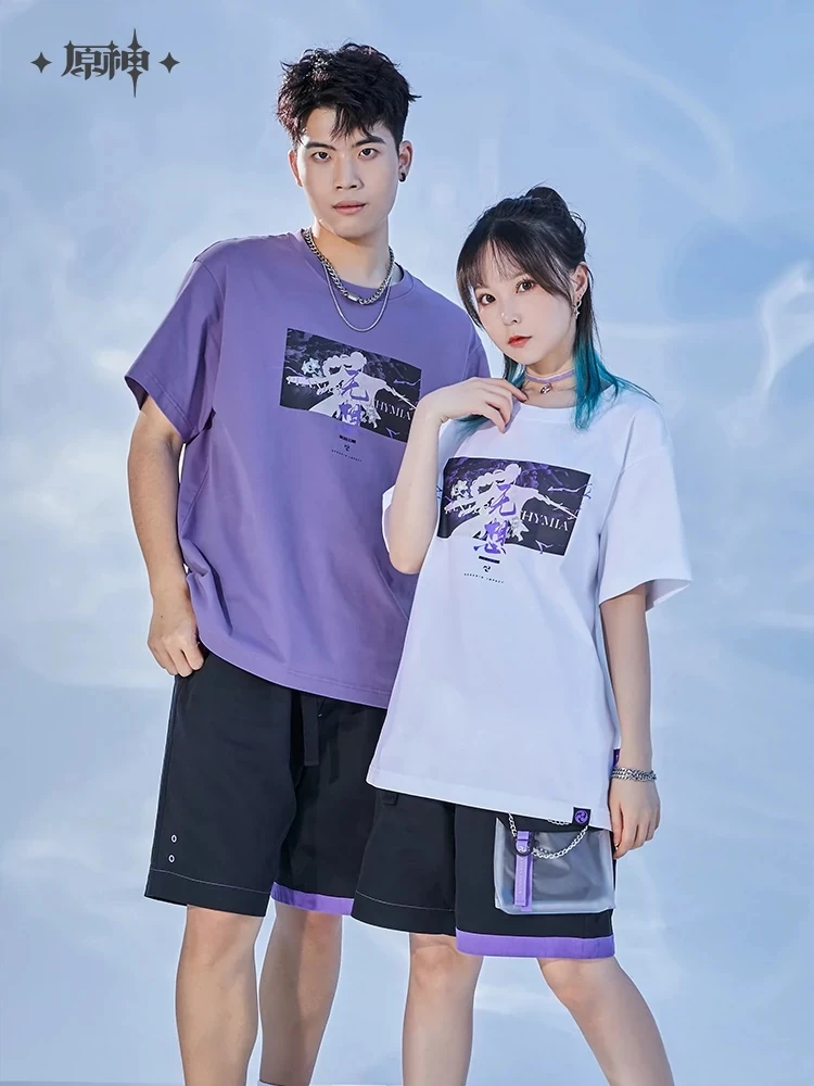 

Genshin Impact Beelzebul Character Theme Impression T-Shirt Fashion Printed Cotton Short-Sleeved Cosplay Game Series Clothing