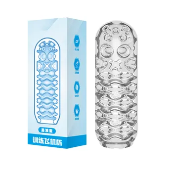 Pleasent Aircraft Cup Male Masturbators Masturbation Device Soft Clear Pocket Pussy Penis Sleeve Training Adult Sex Toys for You 6