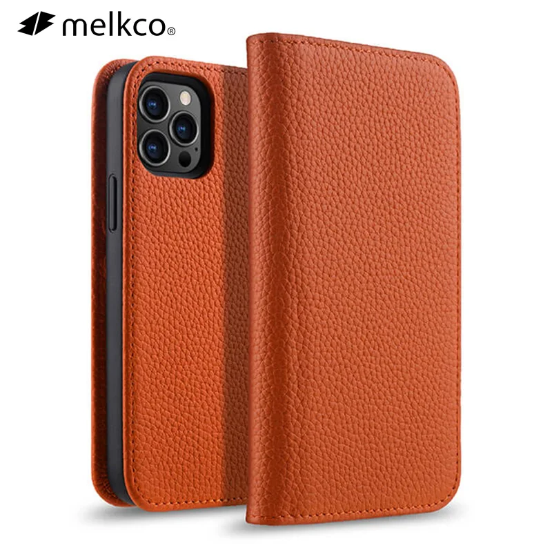 

Melkco Flip Genuine Leather Case for iPhone 12 Pro Max mini Wallet Card Slot Fashion Luxury Business Cowhide Phone Bag Cover