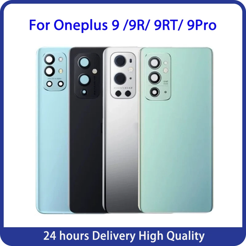 OnePlus 9 Pro 배터리 커버 유리 패널 후면 도어 하우징 케이스 Oneplus 9 / 9R / 9RT 후면 커버 (카메라 렌즈 포함)용 AAA 글래스