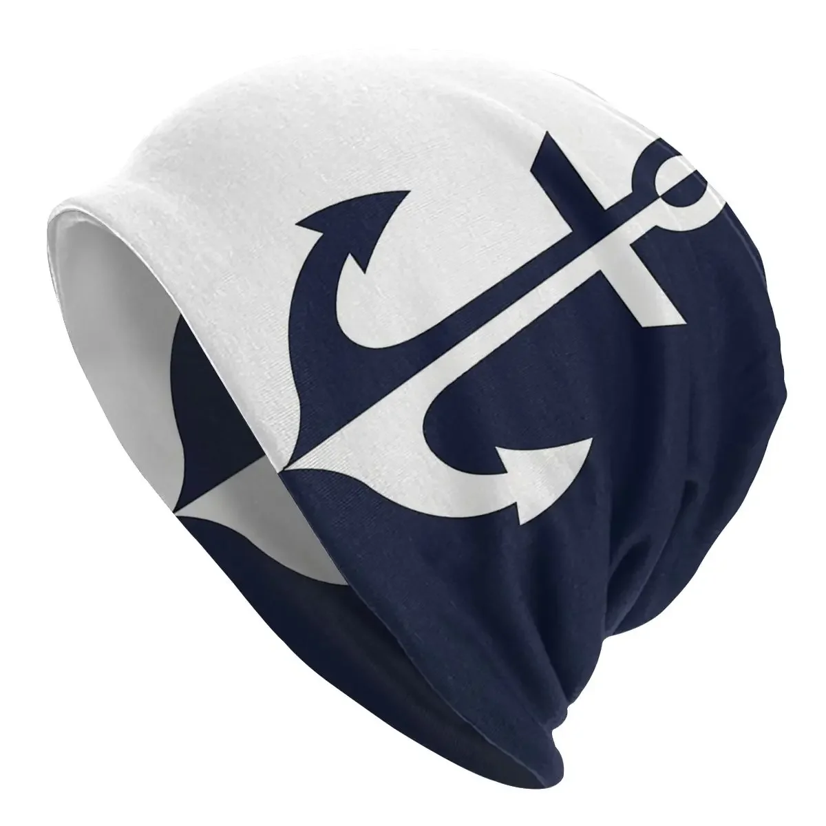 

Nautical White Navy Anchor Autumn Female Thin Beanies Cycling Unisex Skullies Bonnet Hats